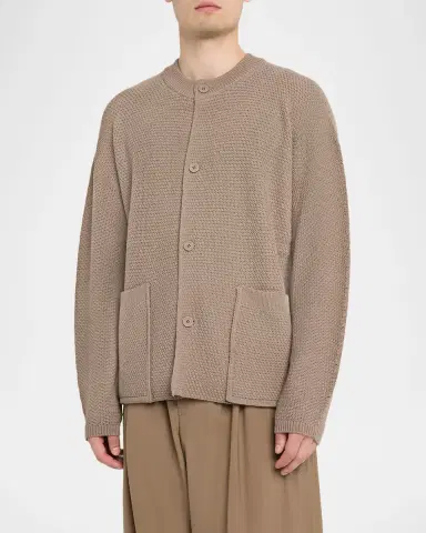Homme Plissé Issey Miyake Men 's Rustic Knit Cardigan | Thumbnail 4