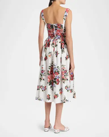 Dolce & Gabbana Floral-Print Sleeveless Bustier Midi Dress | Thumbnail 3