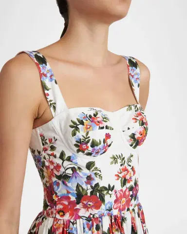 Dolce & Gabbana Floral-Print Sleeveless Bustier Midi Dress | Thumbnail 5