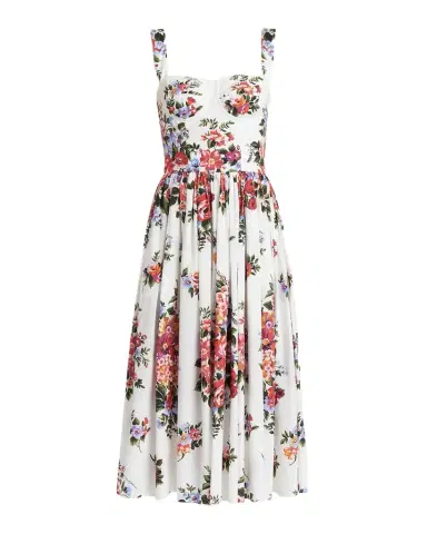 Dolce & Gabbana Floral-Print Sleeveless Bustier Midi Dress | Thumbnail 1