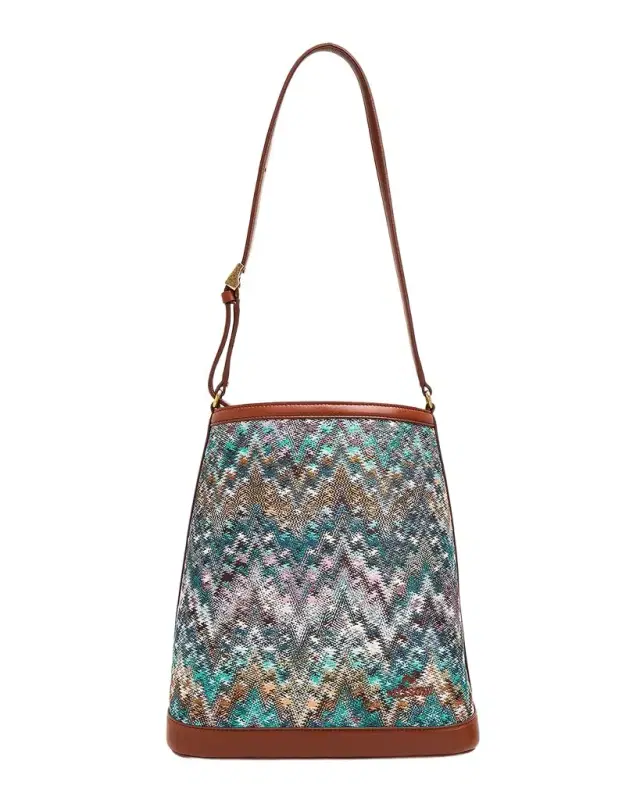Zigzag Canvas Bucket Shoulder Bag