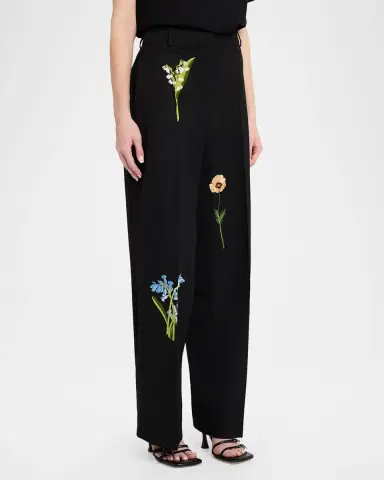Stella McCartney Dropped-Waist Floral Embroidered Straight-Leg Trousers | Thumbnail 4 Stella McCartney Dropped-Waist Floral Embroidered Straight-Leg Trousers | Thumbnail 4
