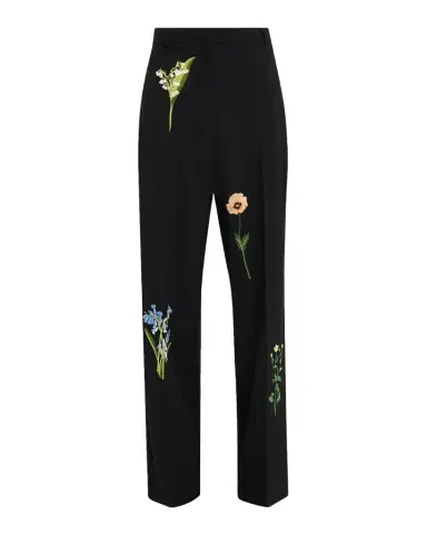 Stella McCartney Dropped-Waist Floral Embroidered Straight-Leg Trousers | Thumbnail 1 Stella McCartney Dropped-Waist Floral Embroidered Straight-Leg Trousers | Thumbnail 1