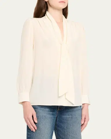 Nili Lotan Colt Neck-Scarf Silk Blouse | Thumbnail 4
