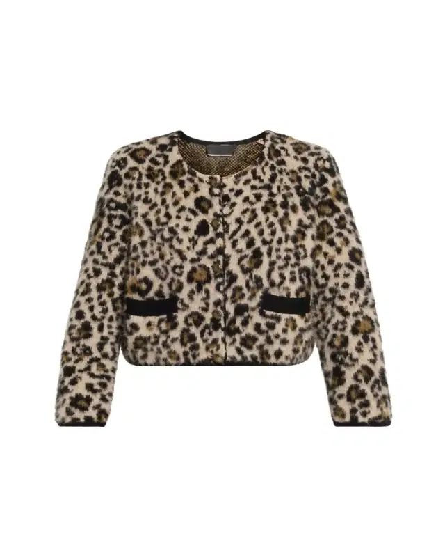 Beyton Leopard-Print Fuzzy Cashmere Cardigan