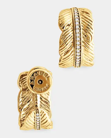 Anabel Aram Jewelry Feather Small Pave Hoop Earrings | Thumbnail 3