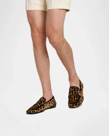 Dolce & Gabbana Men's Leopard-Effect Pony Slippers | Thumbnail 2 Dolce & Gabbana Men's Leopard-Effect Pony Slippers | Thumbnail 2