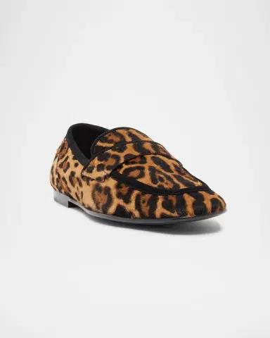 Dolce & Gabbana Men's Leopard-Effect Pony Slippers | Thumbnail 4 Dolce & Gabbana Men's Leopard-Effect Pony Slippers | Thumbnail 4