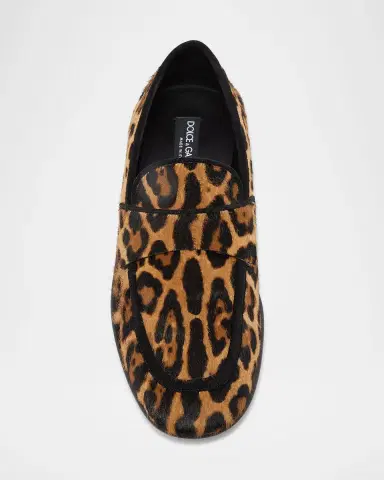 Dolce & Gabbana Men's Leopard-Effect Pony Slippers | Thumbnail 6 Dolce & Gabbana Men's Leopard-Effect Pony Slippers | Thumbnail 6
