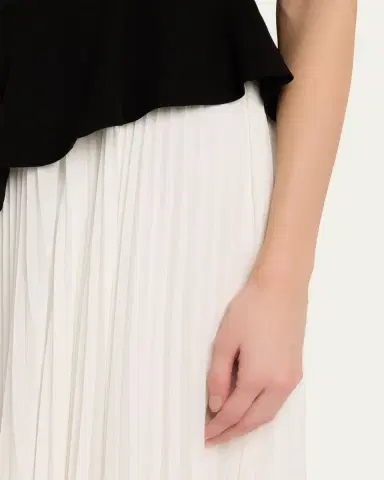 SIMKHAI Zayla Two-Tone Pleated Peplum Midi Dress | Thumbnail 5