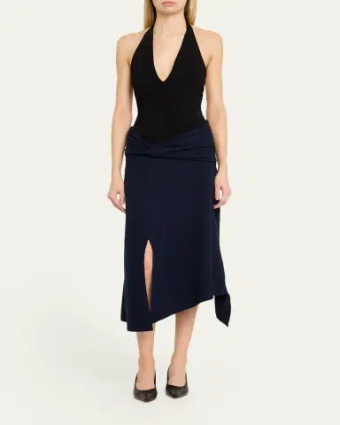 Victoria Beckham Twisted Cotton Plisse Midi Handkerchief Skirt | Thumbnail 2 Victoria Beckham Twisted Cotton Plisse Midi Handkerchief Skirt | Thumbnail 2