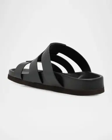 Valentino Garavani Men 's Studshield Calfskin VLogo Slide Sandals | Thumbnail 2