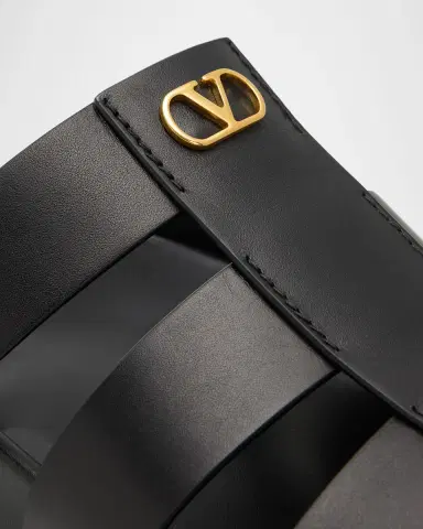 Valentino Garavani Men 's Studshield Calfskin VLogo Slide Sandals | Thumbnail 4