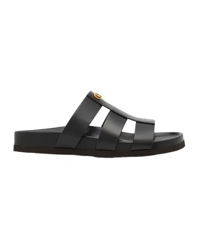 Men 's Studshield Calfskin VLogo Slide Sandals
