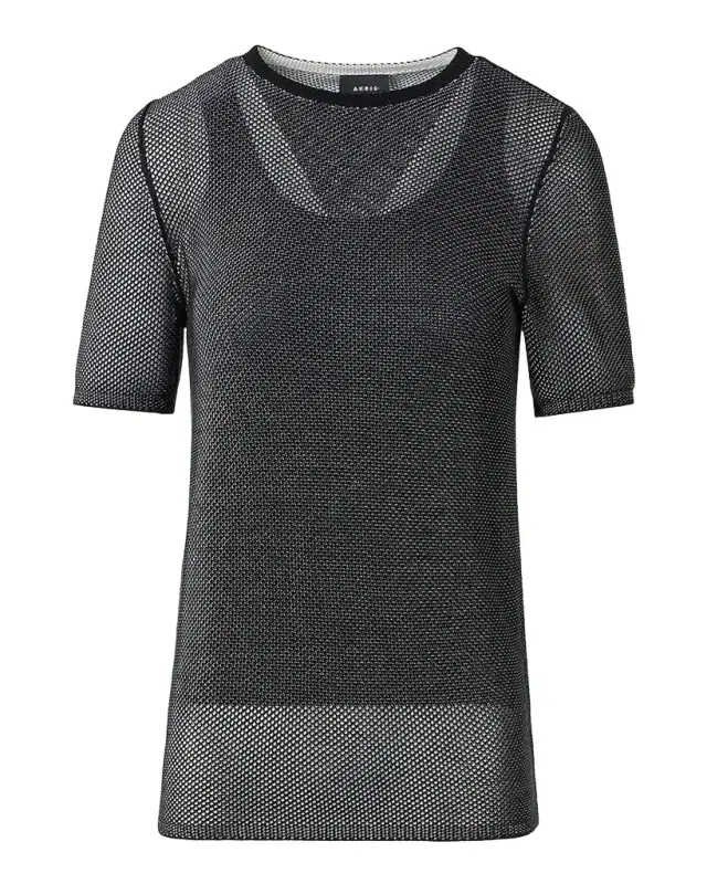 Two-Tone Silk Grif Knit Short-Sleeve Sweater Two-Tone Silk Grif Knit Short-Sleeve Sweater