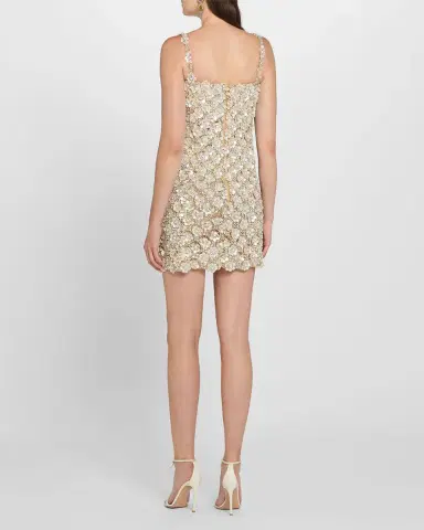 Oscar de la Renta Pearly Embroidered Sleeveless Mini Dress | Thumbnail 2 Oscar de la Renta Pearly Embroidered Sleeveless Mini Dress | Thumbnail 2
