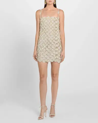 Oscar de la Renta Pearly Embroidered Sleeveless Mini Dress | Thumbnail 3 Oscar de la Renta Pearly Embroidered Sleeveless Mini Dress | Thumbnail 3