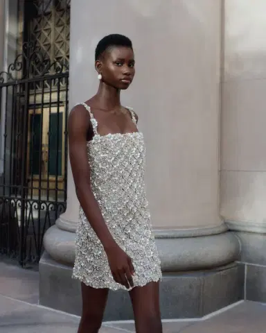 Oscar de la Renta Pearly Embroidered Sleeveless Mini Dress | Thumbnail 4 Oscar de la Renta Pearly Embroidered Sleeveless Mini Dress | Thumbnail 4
