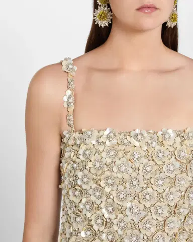 Oscar de la Renta Pearly Embroidered Sleeveless Mini Dress | Thumbnail 5 Oscar de la Renta Pearly Embroidered Sleeveless Mini Dress | Thumbnail 5