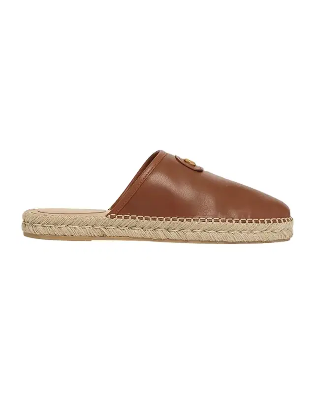 Men 's Leather Espadrille Mule Slides