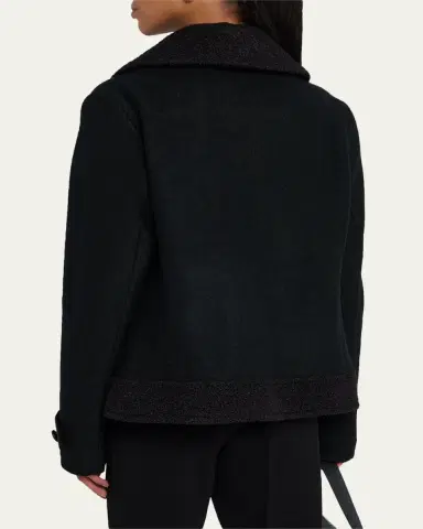 Emporio Armani Double-Breasted Peacoat with Faux Leather Trim | Thumbnail 3 Emporio Armani Double-Breasted Peacoat with Faux Leather Trim | Thumbnail 3