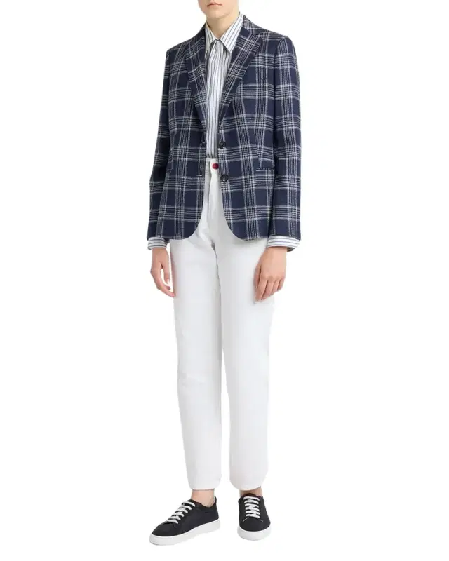 Plaid Silk-Cashmere Single-Breasted Jacket