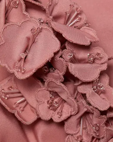 Oscar de la Renta Strapless Flower Applique Faille Midi Cocktail Dress | Thumbnail 5