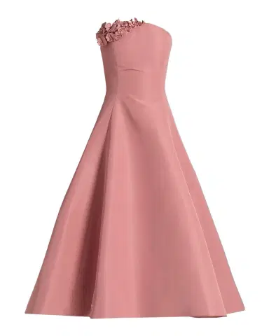 Oscar de la Renta Strapless Flower Applique Faille Midi Cocktail Dress | Thumbnail 1