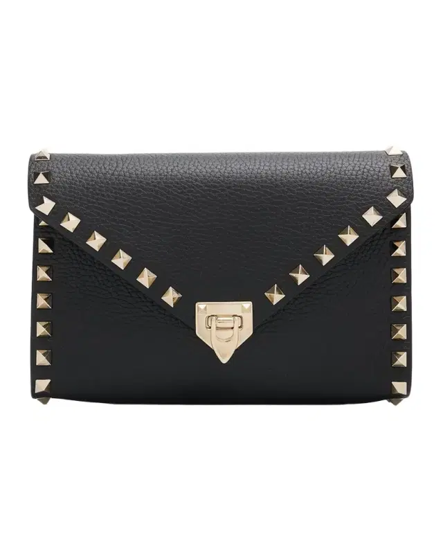 Valentino Garavani Mini Rockstud Grain Leather Clutch Bag