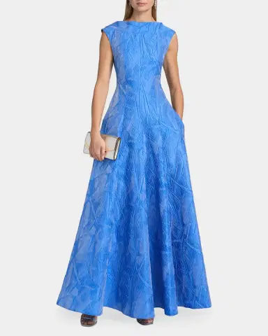 Talbot Runhof Textured Faille Jacquard High-Neck Gown | Thumbnail 2 Talbot Runhof Textured Faille Jacquard High-Neck Gown | Thumbnail 2
