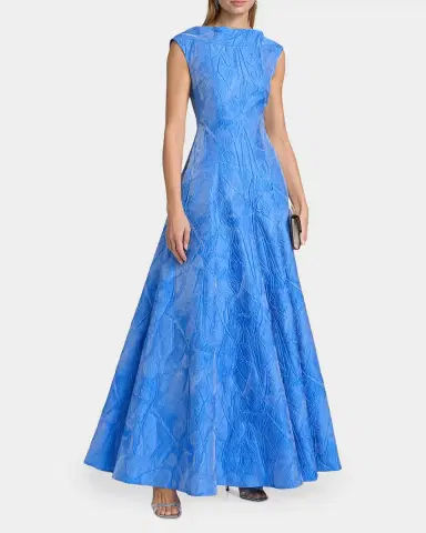 Talbot Runhof Textured Faille Jacquard High-Neck Gown | Thumbnail 4 Talbot Runhof Textured Faille Jacquard High-Neck Gown | Thumbnail 4