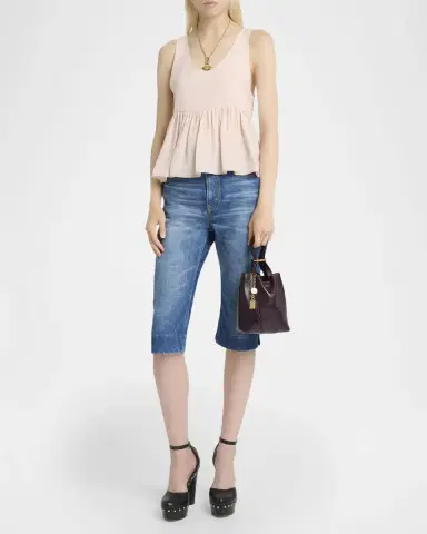 Chloé Gathered Silk Crepe De Chine Peplum Tank Top | Thumbnail 2