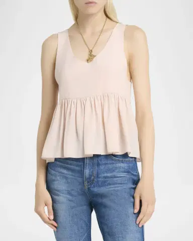 Chloé Gathered Silk Crepe De Chine Peplum Tank Top | Thumbnail 4