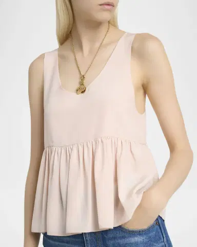 Chloé Gathered Silk Crepe De Chine Peplum Tank Top | Thumbnail 5
