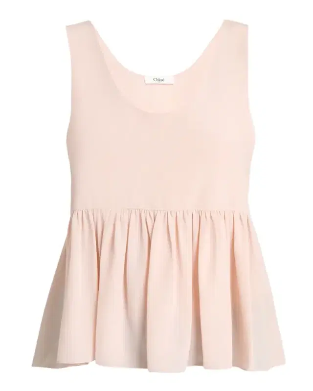 Gathered Silk Crepe De Chine Peplum Tank Top