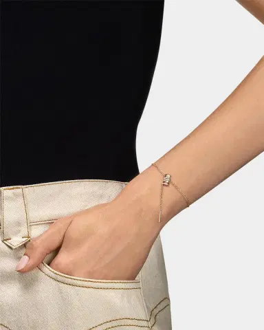 Nouvel Heritage 18K Pave Mini Latch Bracelet | Thumbnail 2