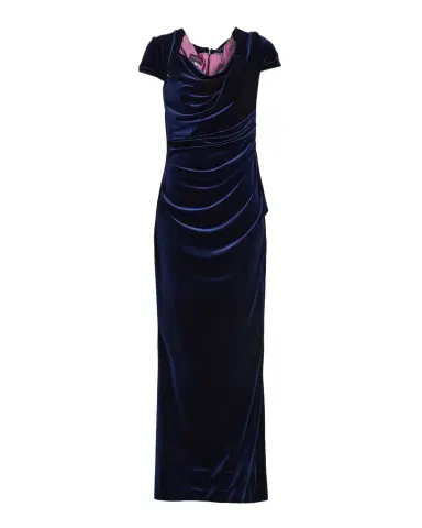 Talbot Runhof Draped Velvet Cap-Sleeve Gown | Thumbnail 1
