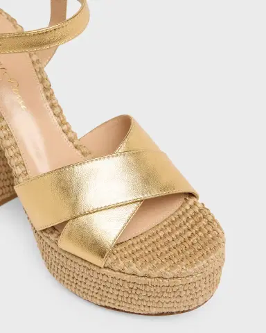 Gianvito Rossi Metallic Raffia Crisscross Platform Sandals | Thumbnail 2