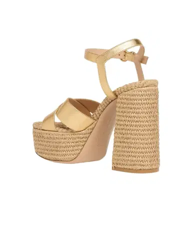 Gianvito Rossi Metallic Raffia Crisscross Platform Sandals | Thumbnail 1