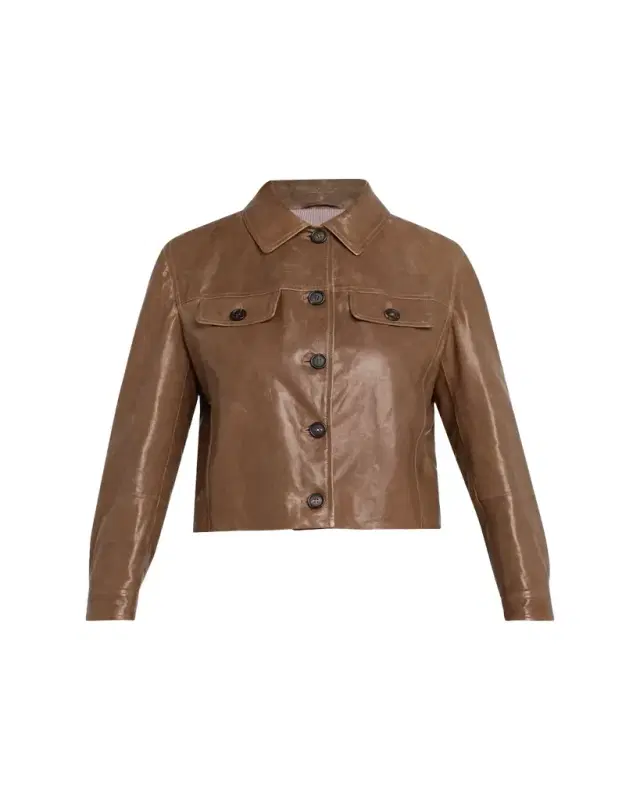Brunello Cucinelli Button-Down Leather Jacket