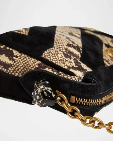 Valentino Garavani Small Patchwork Suede & Python Shoulder Bag | Thumbnail 2 Valentino Garavani Small Patchwork Suede & Python Shoulder Bag | Thumbnail 2