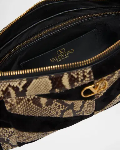 Valentino Garavani Small Patchwork Suede & Python Shoulder Bag | Thumbnail 5 Valentino Garavani Small Patchwork Suede & Python Shoulder Bag | Thumbnail 5