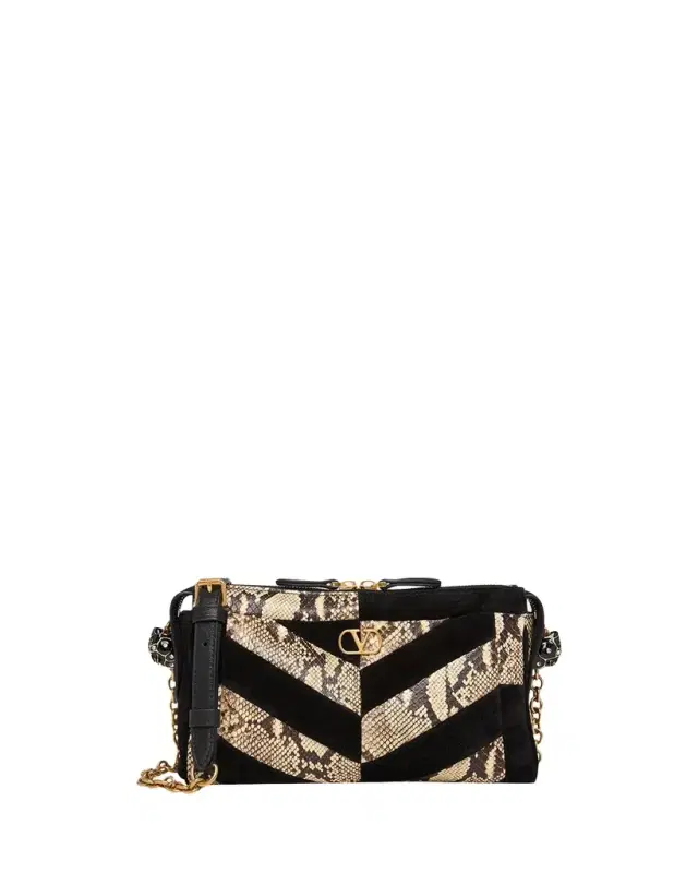 Small Patchwork Suede & Python Shoulder Bag