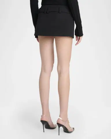 Balmain Belted Grain De Poudre Micro Wrap Skirt | Thumbnail 3 Balmain Belted Grain De Poudre Micro Wrap Skirt | Thumbnail 3