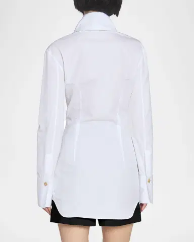 Balmain Cotton Popeline Fitted Button-Down Shirt | Thumbnail 4
