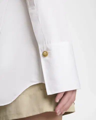 Balmain Cotton Popeline Fitted Button-Down Shirt | Thumbnail 6