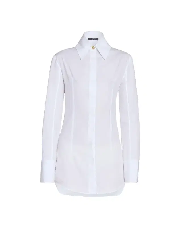 Cotton Popeline Fitted Button-Down Shirt