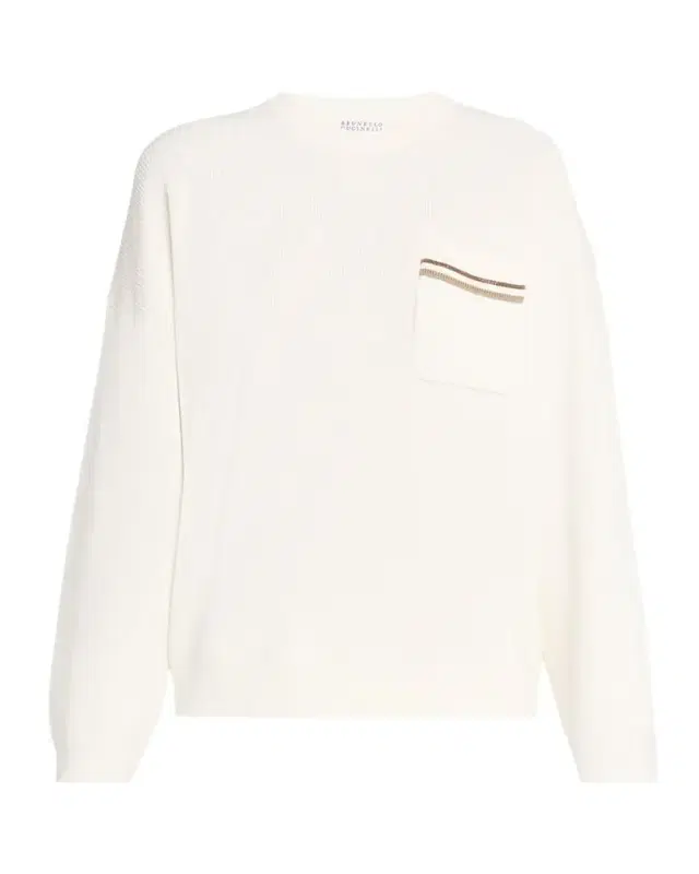 Monili-Pocket Cotton English Rib Crewneck Sweater