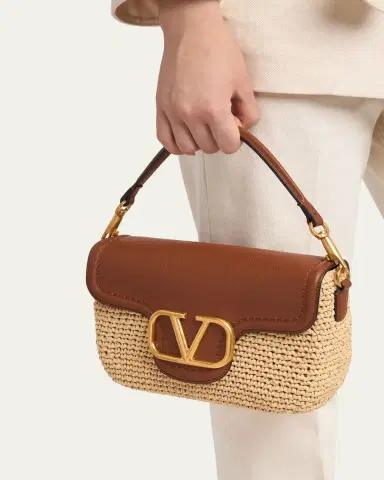 Valentino Garavani Viscose Raffia & Leather Top-Handle Bag | Thumbnail 2 Valentino Garavani Viscose Raffia & Leather Top-Handle Bag | Thumbnail 2
