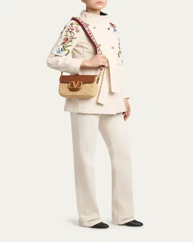 Valentino Garavani Viscose Raffia & Leather Top-Handle Bag | Thumbnail 5 Valentino Garavani Viscose Raffia & Leather Top-Handle Bag | Thumbnail 5
